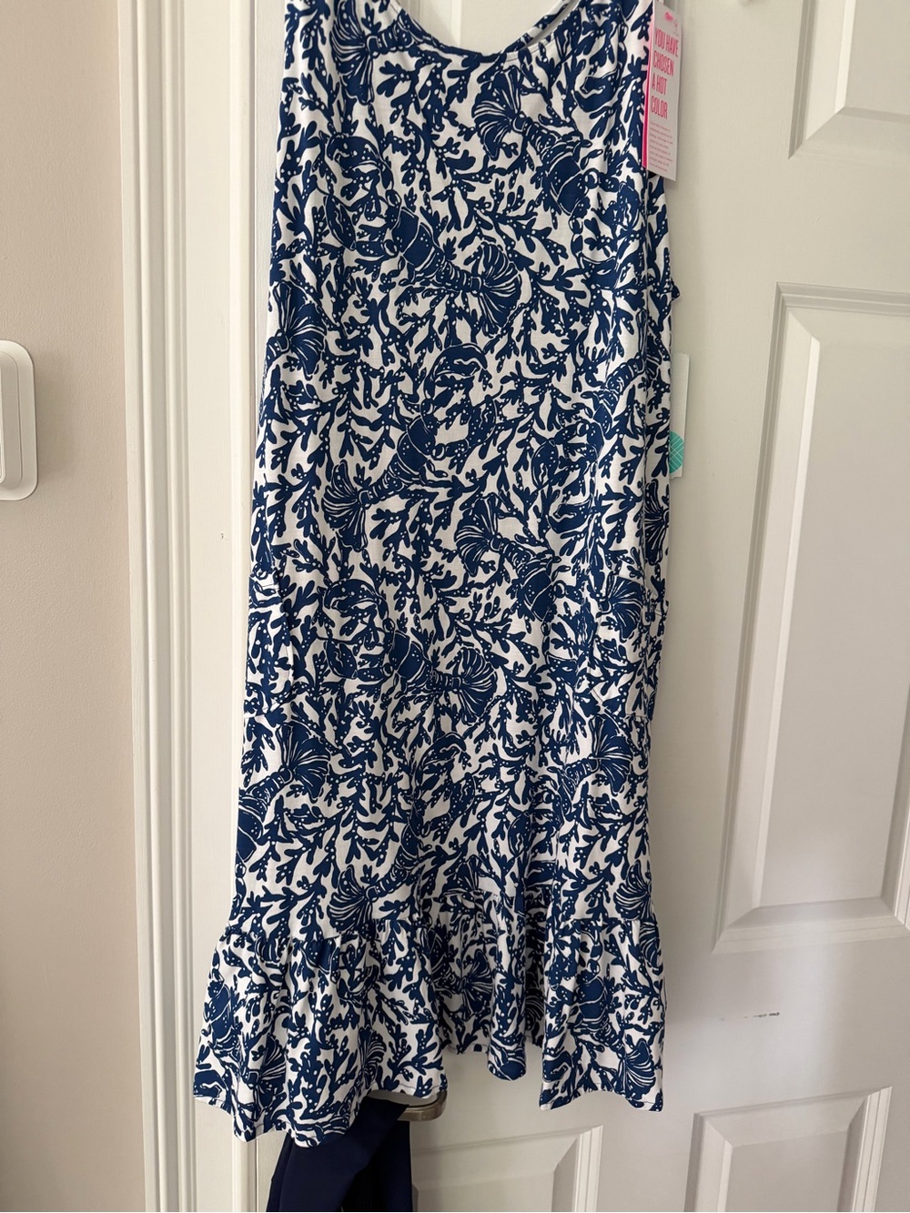 Lilly Pulitzer Kristen Flounce DressNavy and White Floral Midi